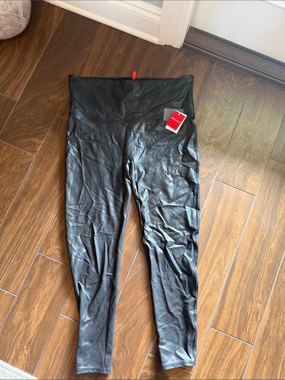 SPANX Black Faux-Leather High-Waist Leggings